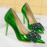 SHALLOW POINTED TOE CRYSTAL BOW HIGH HEELS_CWSHH0092