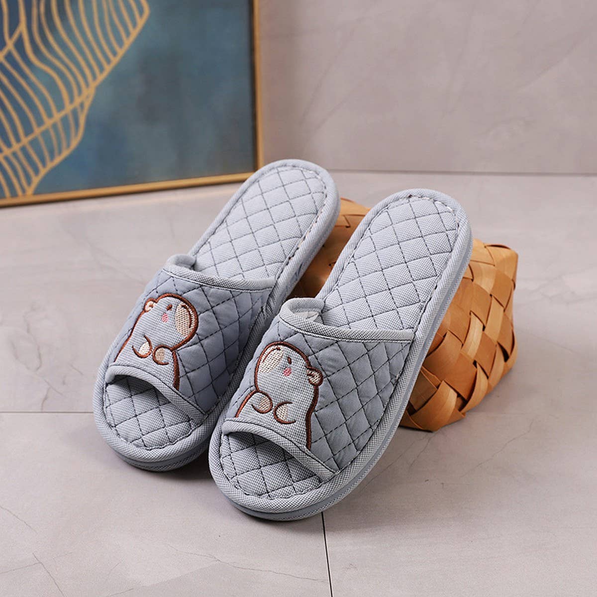 CAPYBARA INDOOR SLIPPERS WITH THICK FABRIC SOLE_CWSHF0192