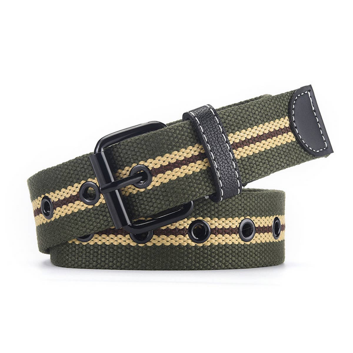 Women Canvas Striped Hollow Air Belt_Cwabe0595