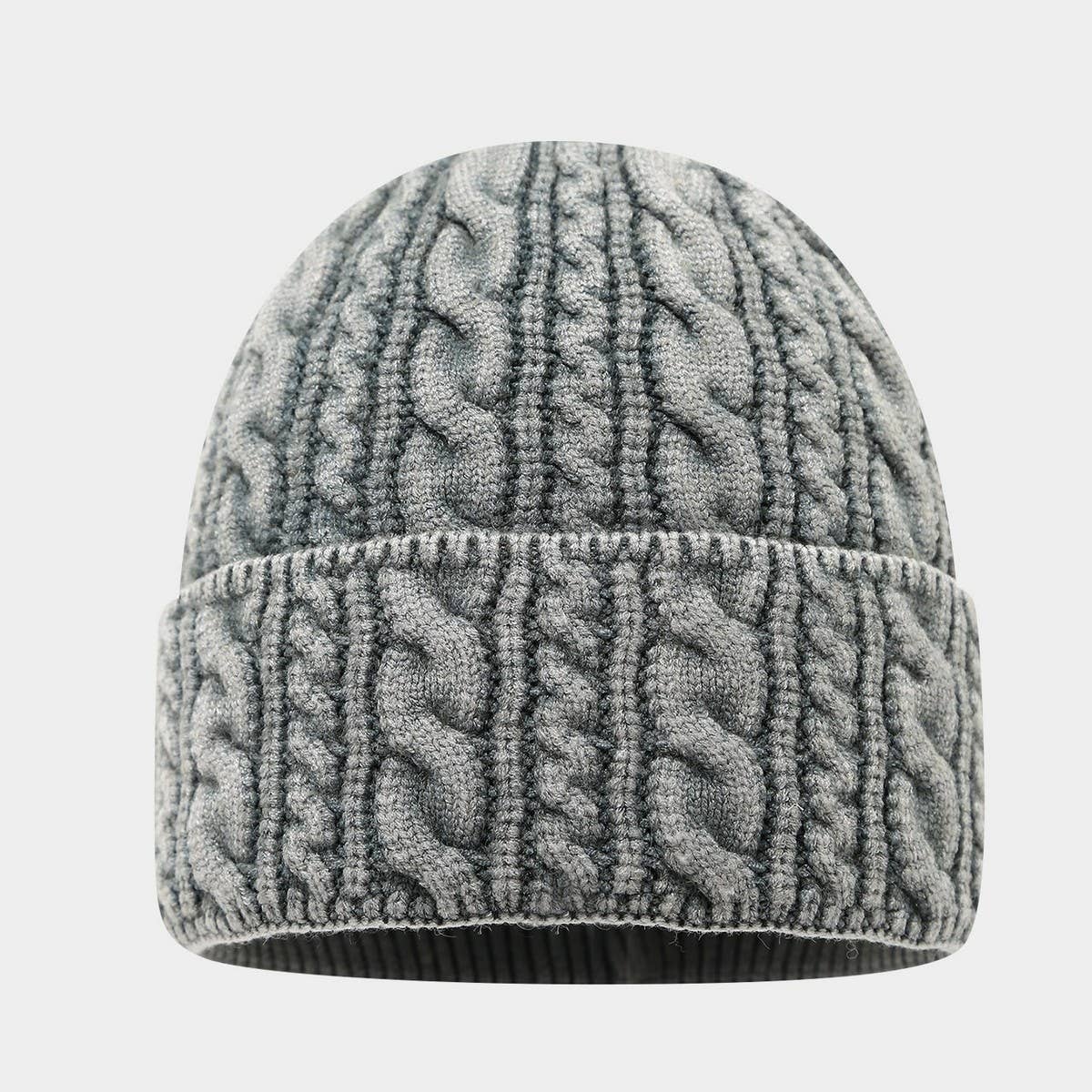 Unisex Cable Knit Beanie Winter Warm Hat_Cwah04763