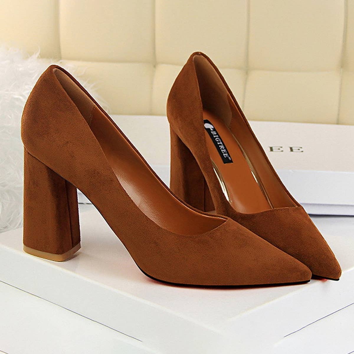 SIMPLE SUEDE SHALLOW MOUTH POINTED HIGH HEELS_CWSHH0037