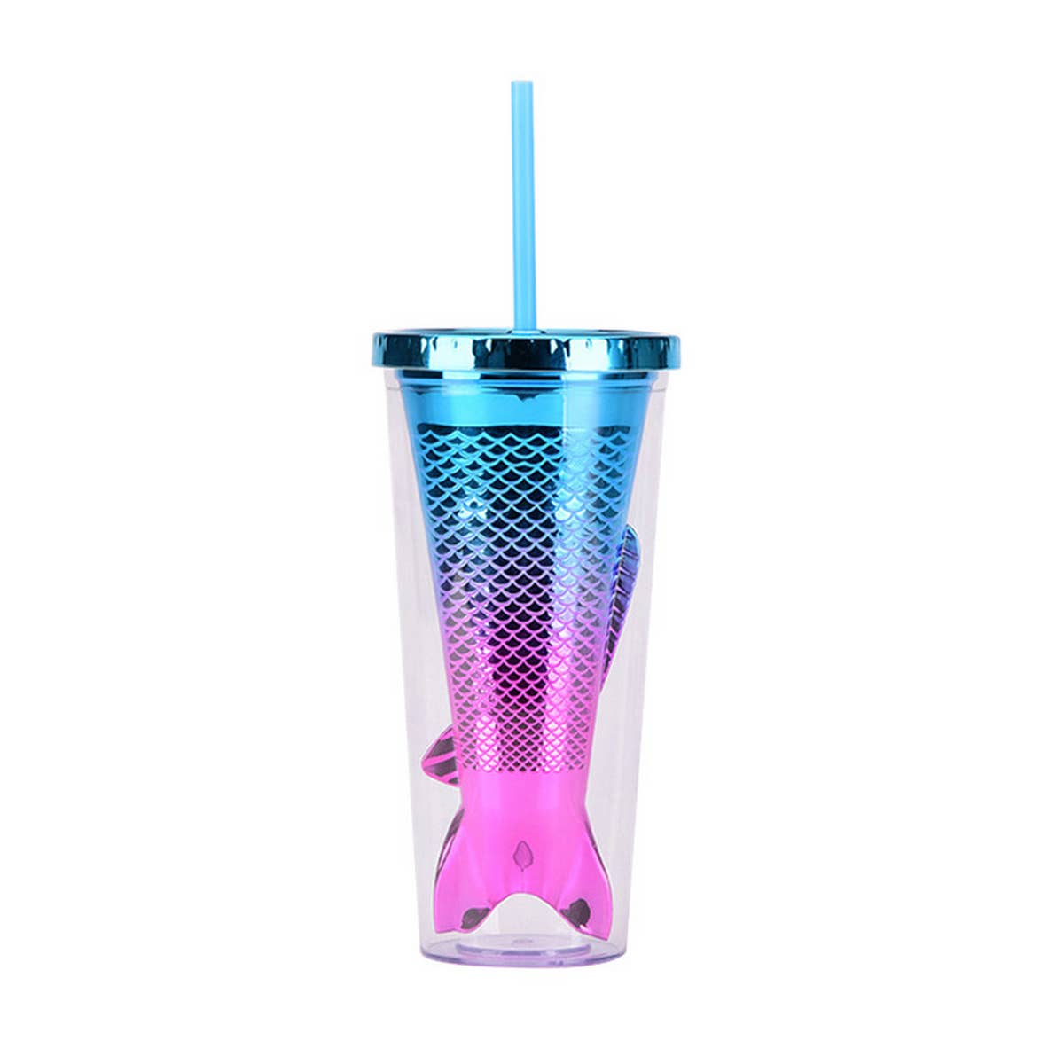 DOUBLE LAYER GRADIENT MERMAID TAIL WATER CUP_CWMM0985