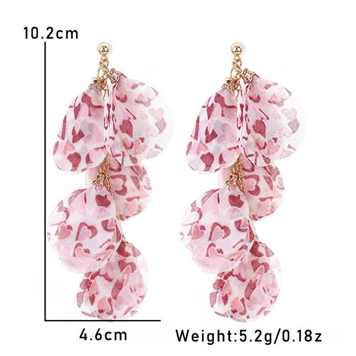 HANDMADE HEART PRINT TASSEL EARRINGS LONG CHIC_CWMM6192