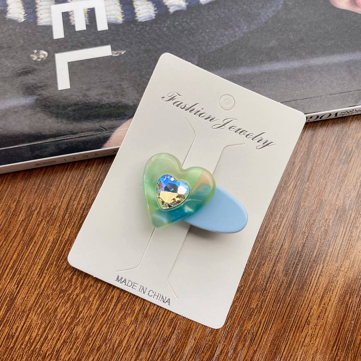 CHILDRENS CUTE HEART SHAPED DIAMOND HAIRPIN_CWAHA0730