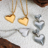 HEART TITANIUM STEEL PENDANT EARRINGS NECKLACE_CWAJE1093