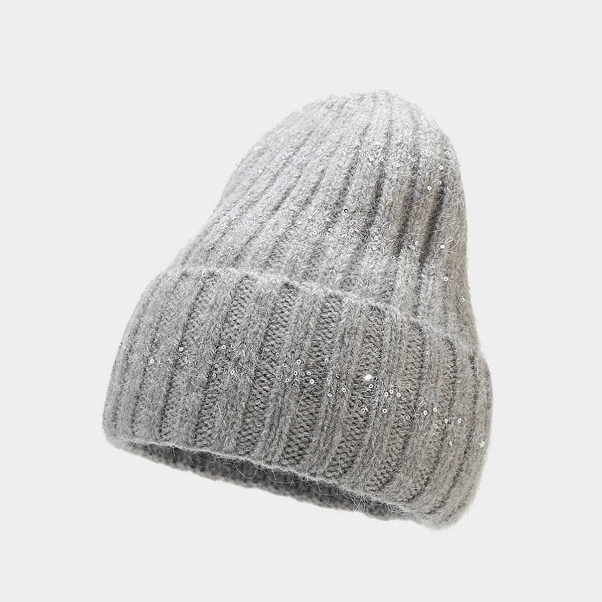 OUTDOOR COLD PROOF CURLED SEQUINED KNITTED HAT_CWAH1604
