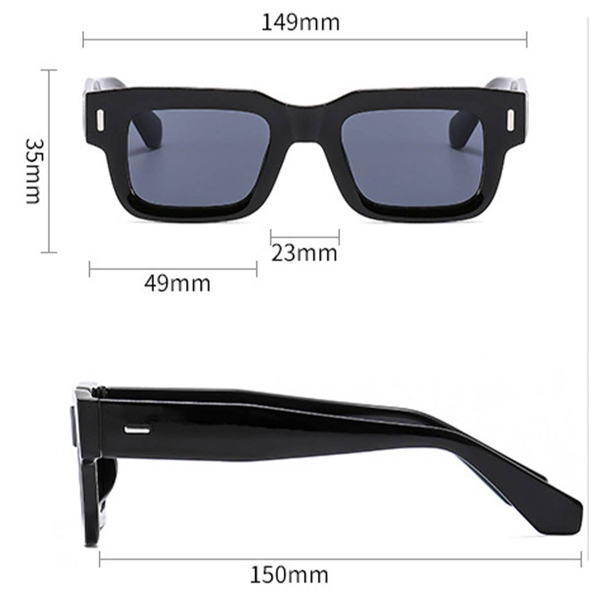 Versatile Studded Square Sunglasses Unisex_Cwasg1157