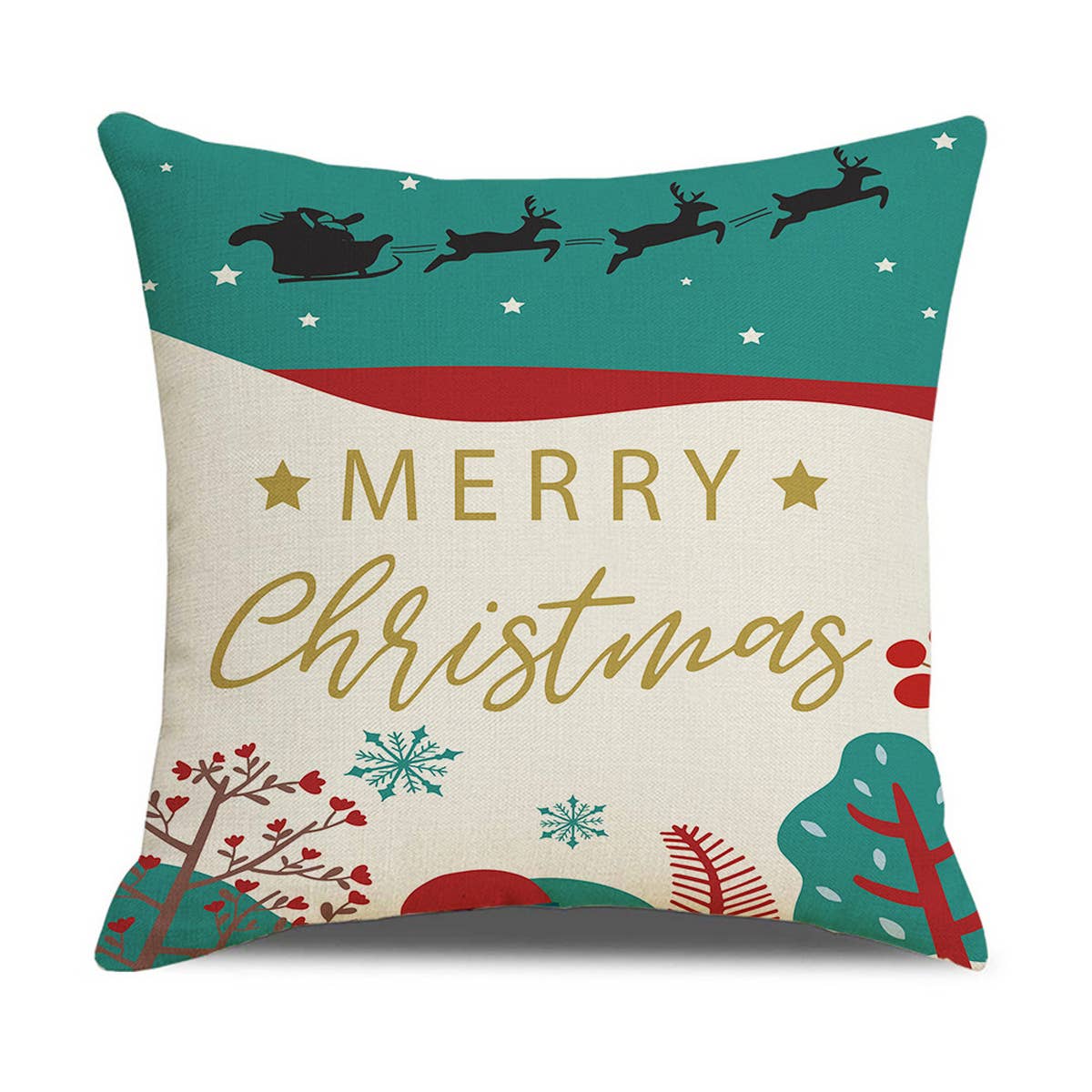CHRISTMAS TREE CARTOON PRINT PILLOWCASE_CWMM1404