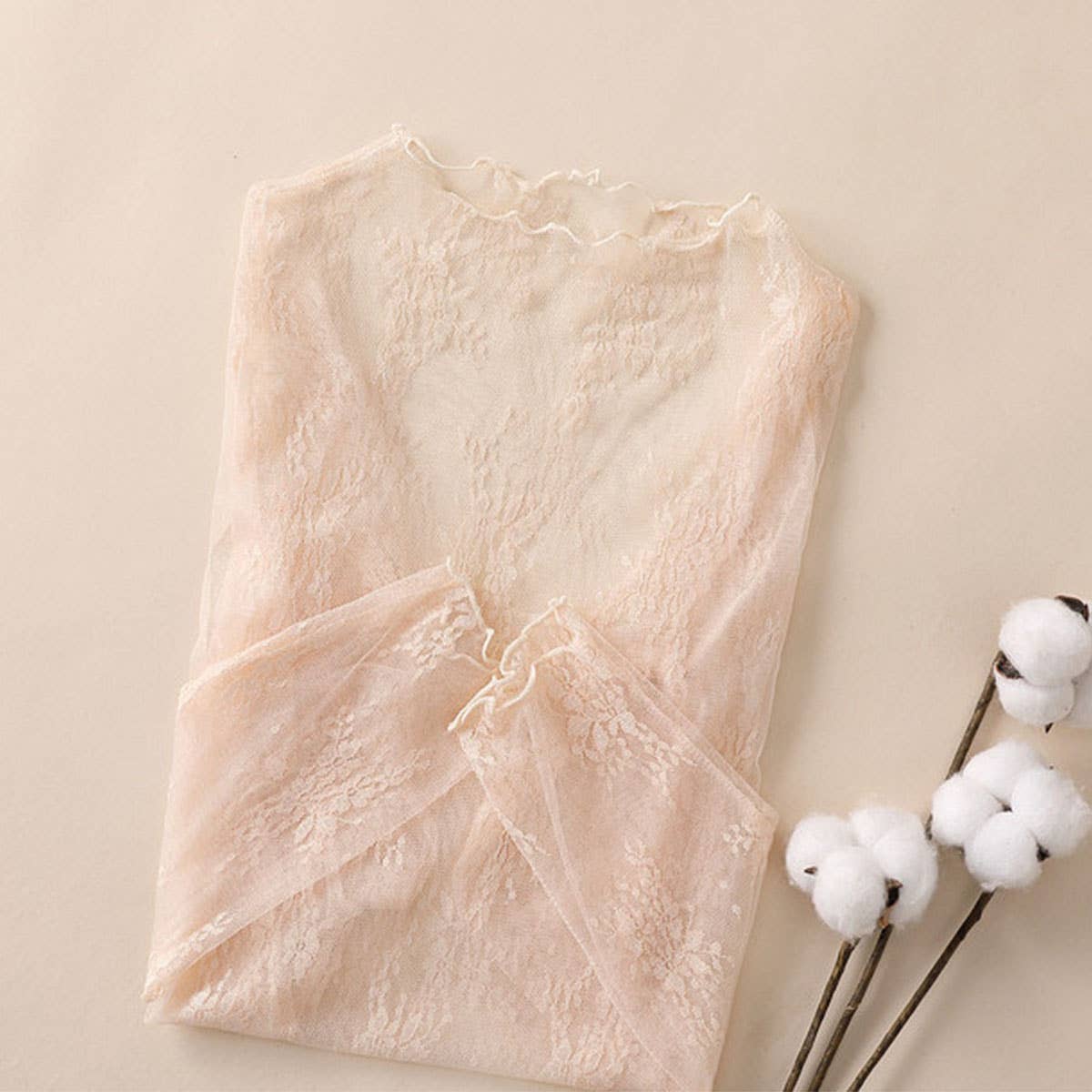 SEXY MESH BLOUSE LONG SLEEVE LACE TOP FOR WOMEN_CWTBLL3619