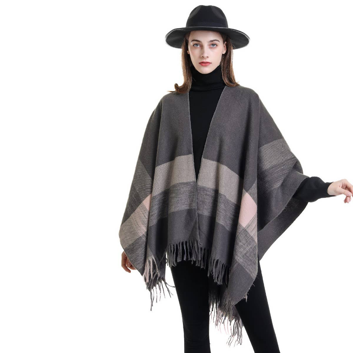 FASHIONABLE WARM STRIPED COLOR MATCHING SHAWL_CWMM2087