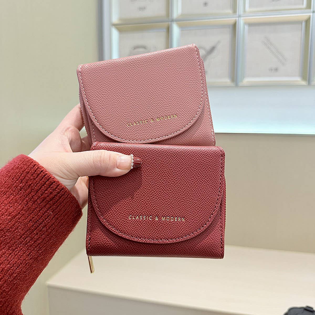 New Solid Color 3-Fold Wallet With Flip Cover_Cwab06253