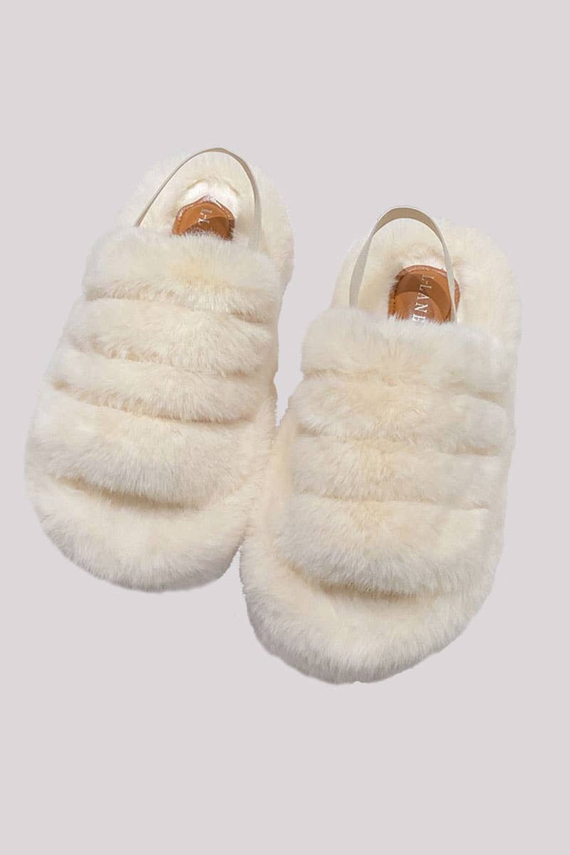 Women Fashion Home Plush Open Toe Slippers