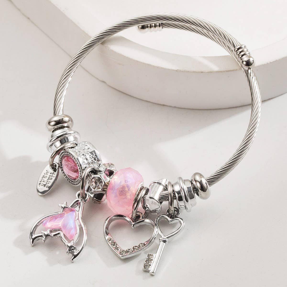 Trendy Stainless Steel Mermaid Tail Heart Bracelet_Cwmm8506