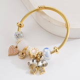 Trendy Adjustable Butterfly Heart Steel Bracelet_Cwmm8599