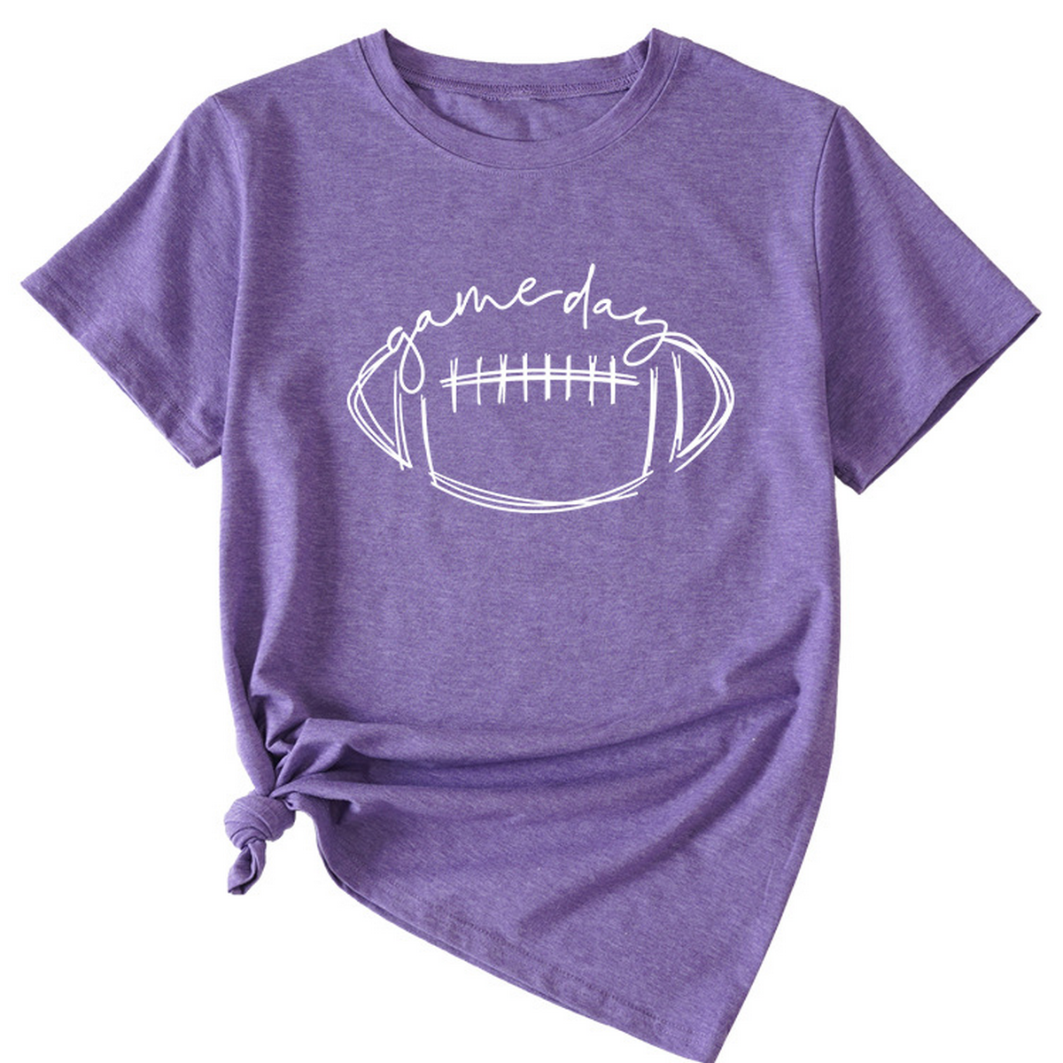 Wome Casual Tee With Fun Football Print_Cwdsd8368