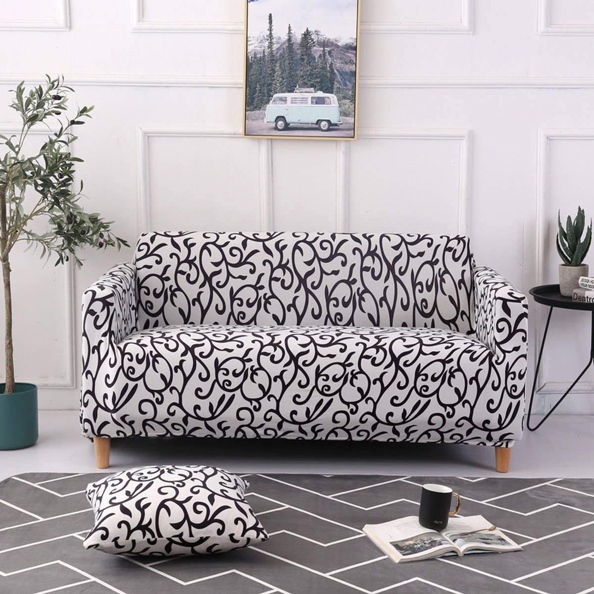 PRINTED MILK SILK SOFA COVER STRETCH FULL FIT_CWMM8325