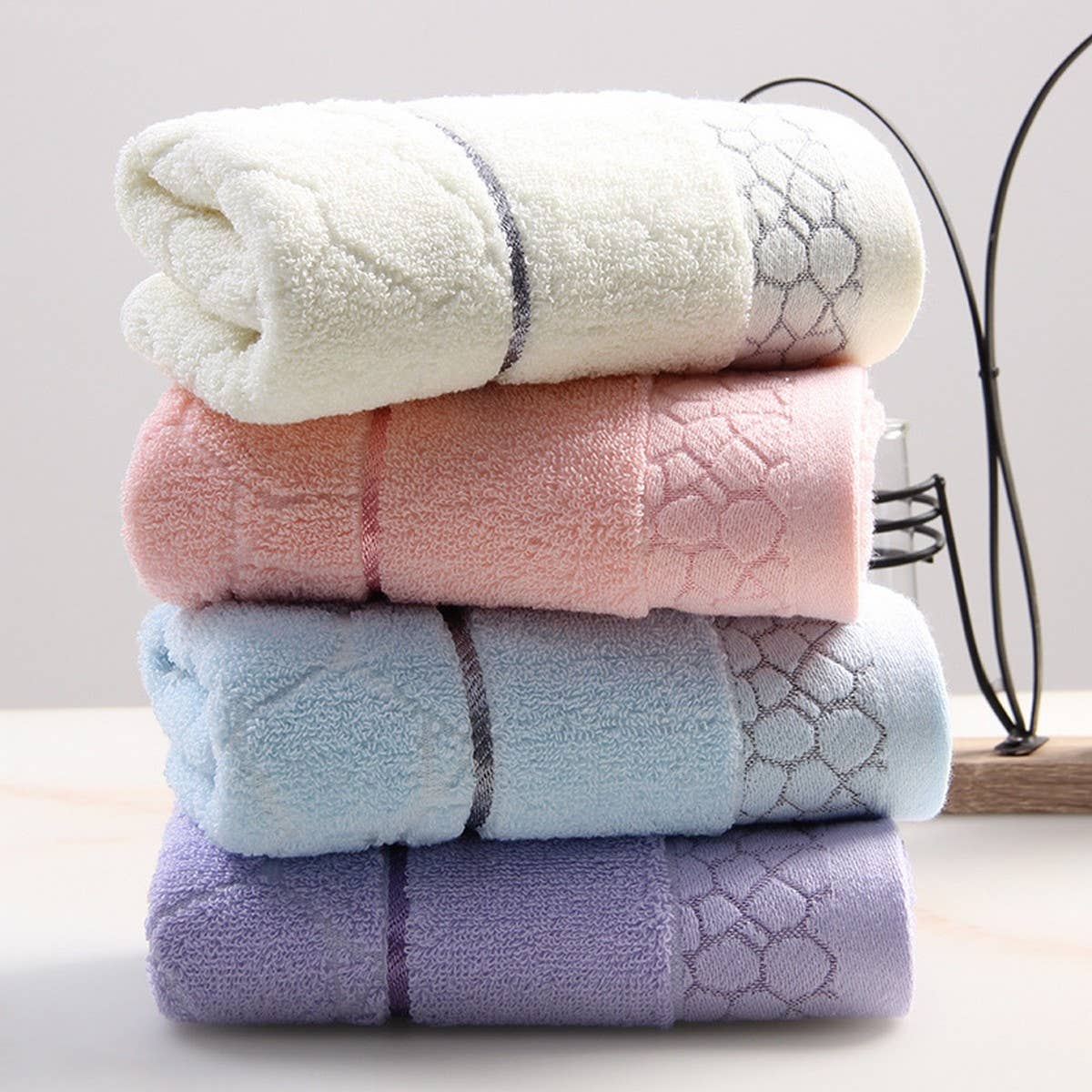 PURE COLOR COTTON QUALITY FLOWER THICK WOOL TOWEL_CWMM2299
