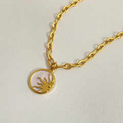 STAINLESS STEEL VINTAGE ROUND COIN NECKLACE_CWMM3782