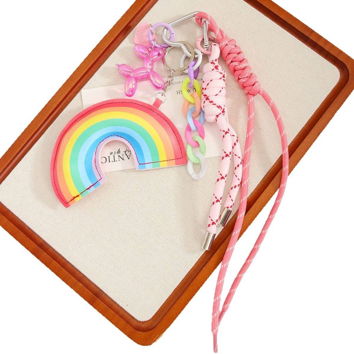 LEATHER RAINBOW PENDANT BOLD BAG KEY CHARM_CWMM7570