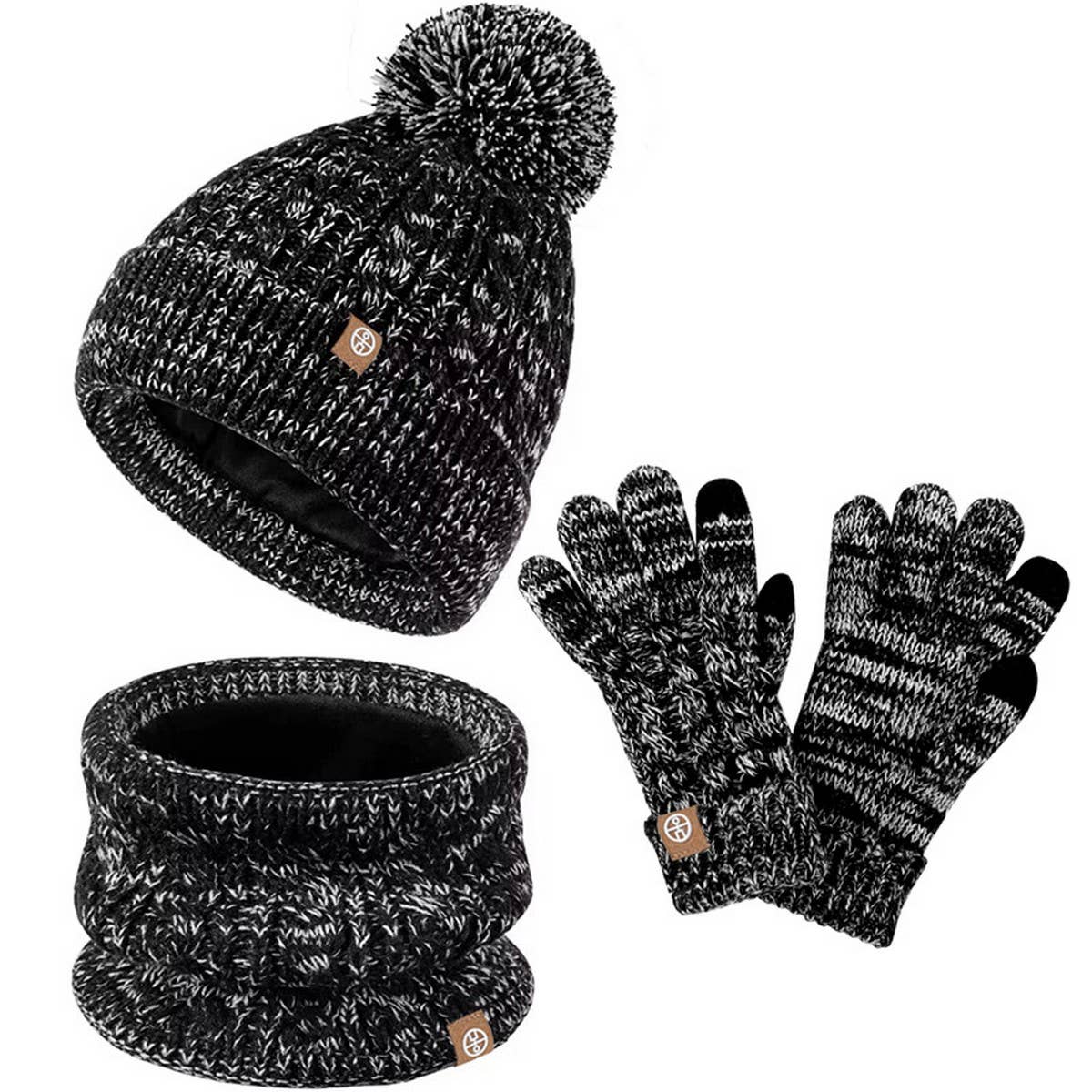 Three-Piece Set Of Pom-Pom Hat, Scarf And Gloves_Cwmm2779