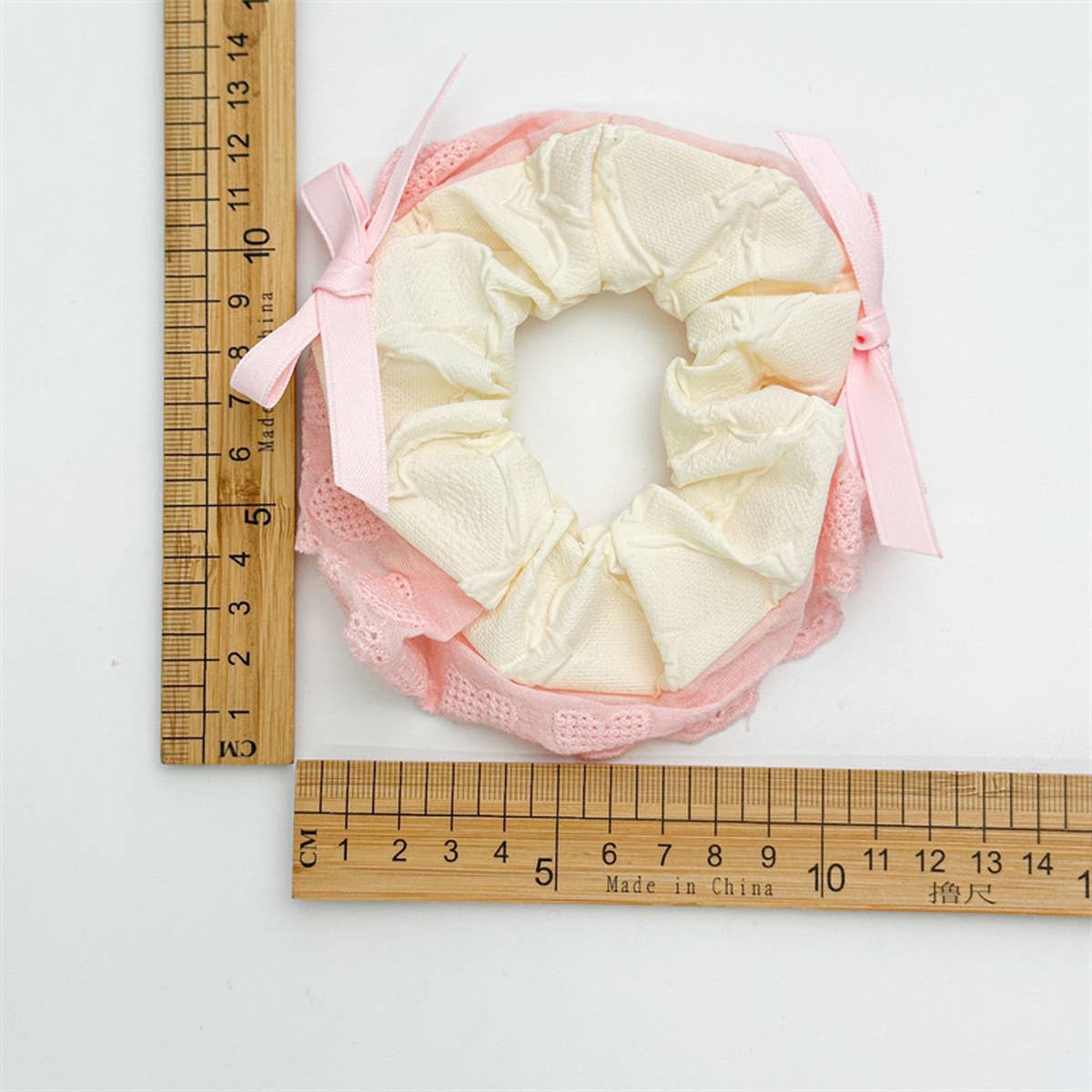 CREAM COLOR HIGH ELASTIC LACE HAIR TIE_CWAHA1351