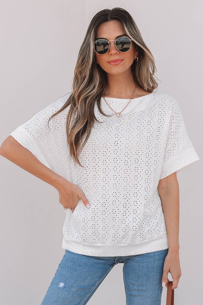 Solid Color Half Sleeve Mesh Round Neck T-Shirt