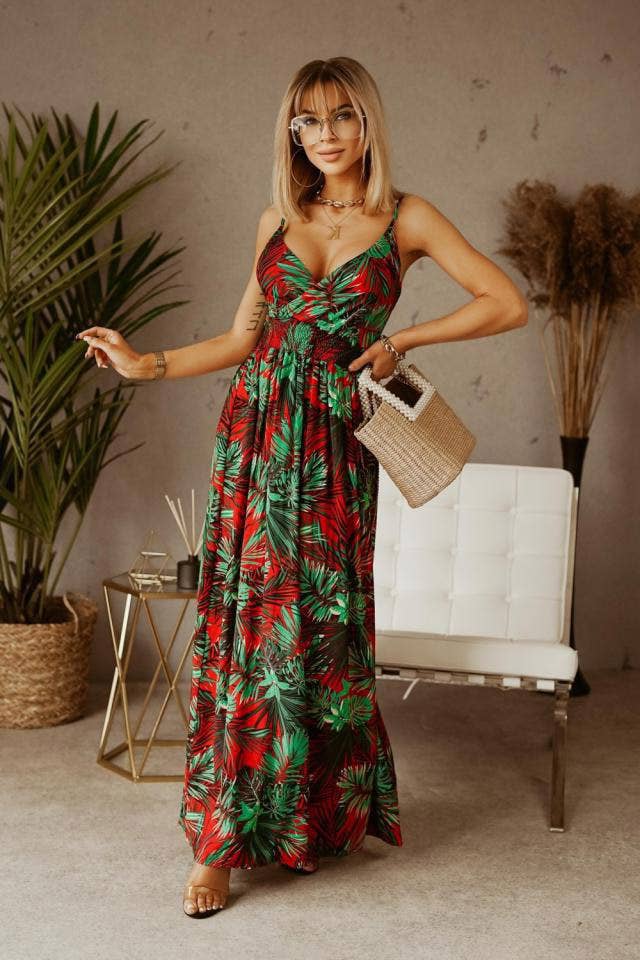 V-Neck Sleeveless Halter Print Boho Long Dress_Cwdmd4498