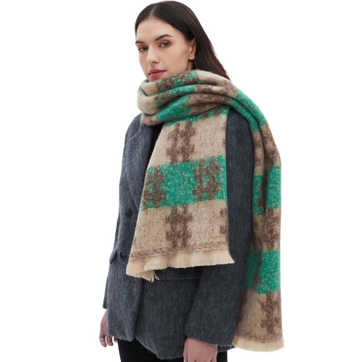 CIRCLE YARN JACQUARD SCARF UNISEX WINTER WRAP_CWASC0879