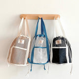 MESH DRAWSTRING BEACH BAG BREATHABLE STORAGE BAG_CWAB1925