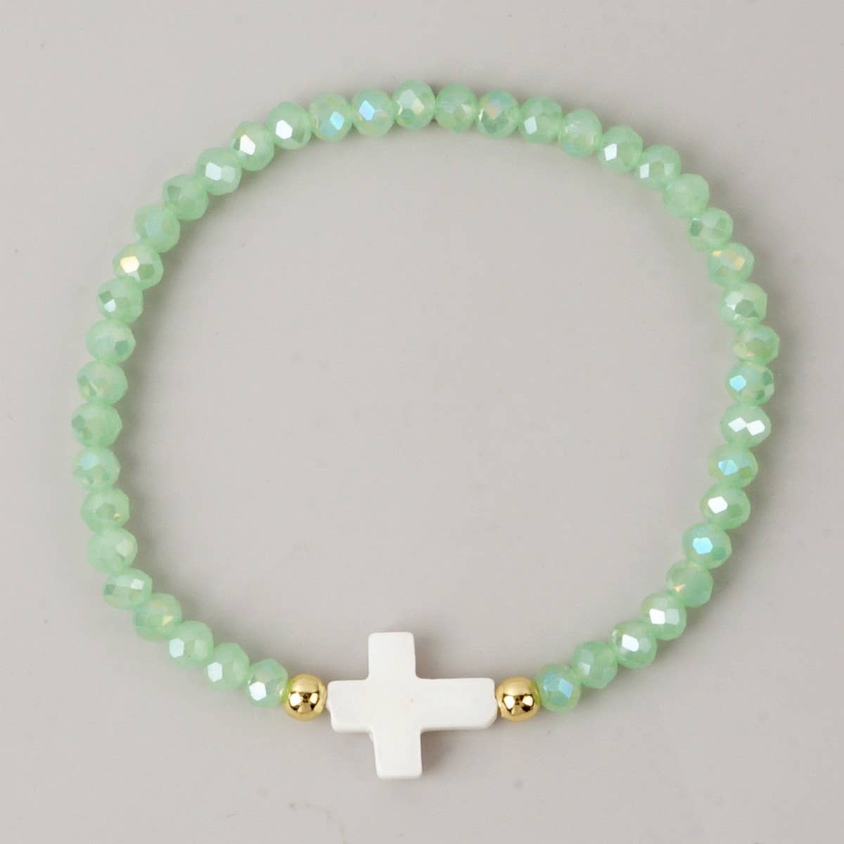 CROSS COLORED CRYSTAL HANDMADE BRACELET_CWMM3819