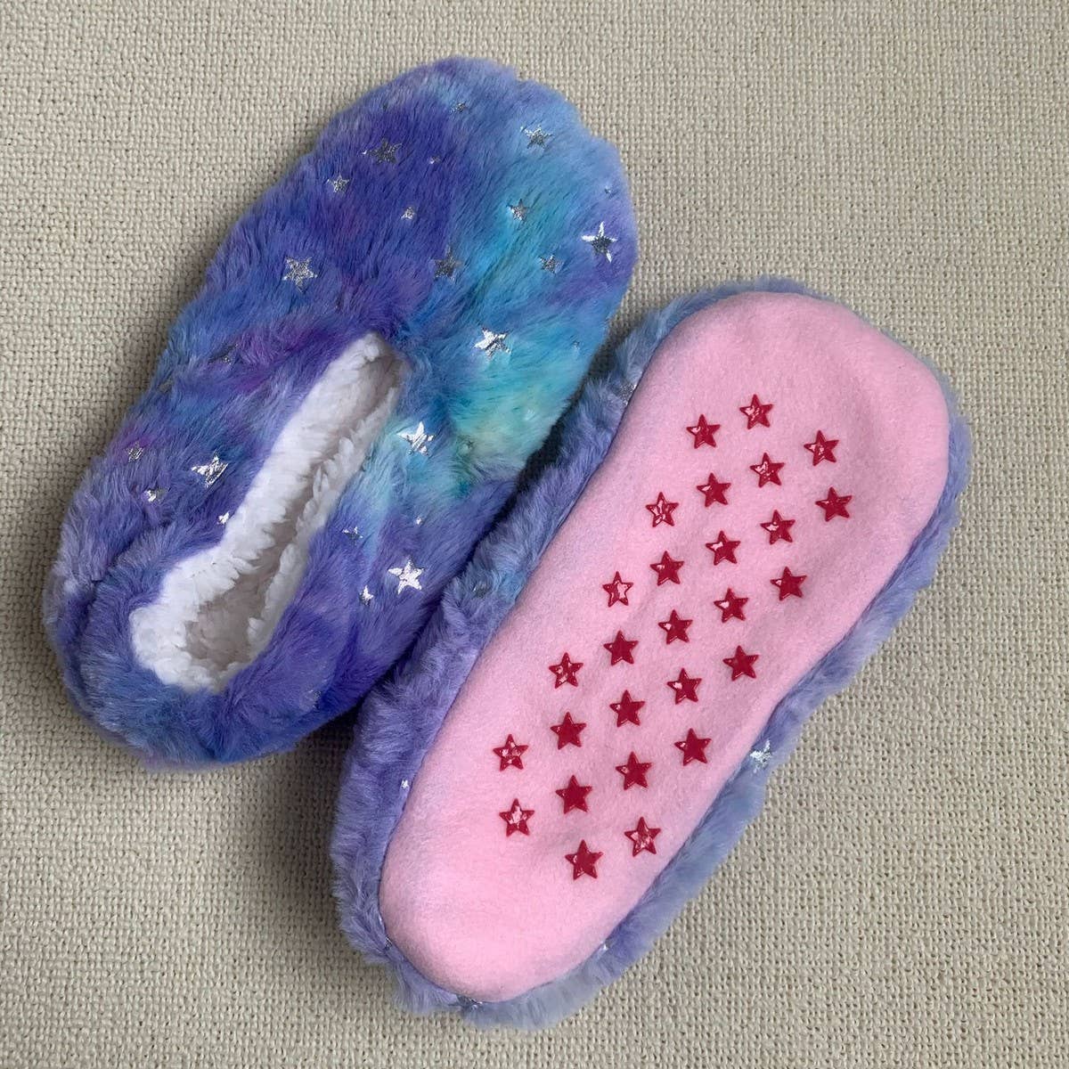 Warm Tie-Dye Star Indoor Soft Bottom Sock Slippers_Cwms1184