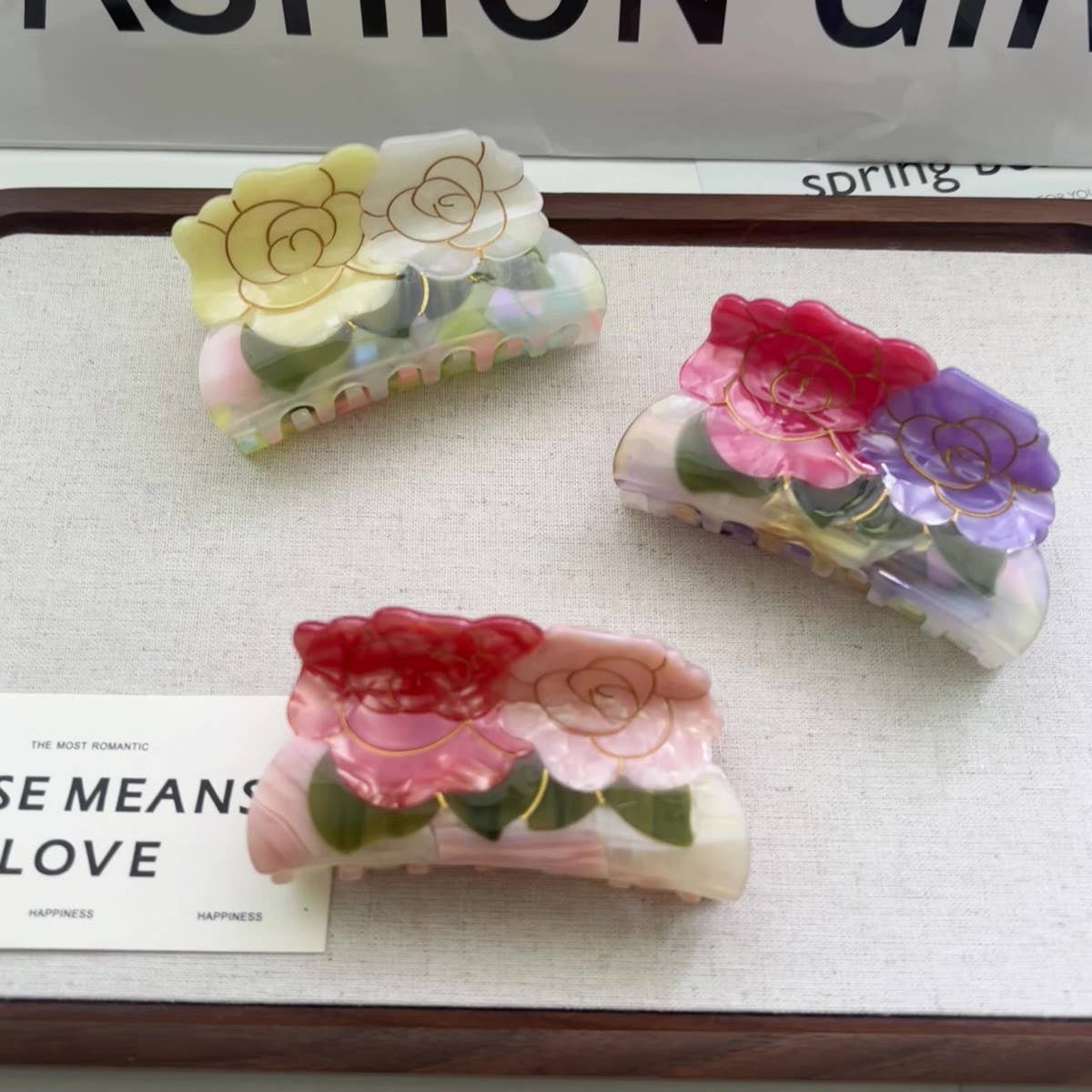 Vintage Two-Flower Acetate Clip Elegant Style