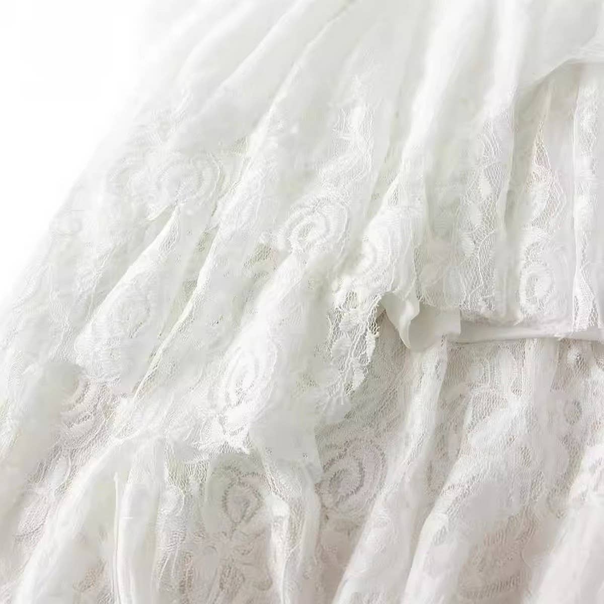 IRREGULAR LACE SKIRT CAKESKIRT HIGHWAIST MIDISKIRT_CWBMS0303