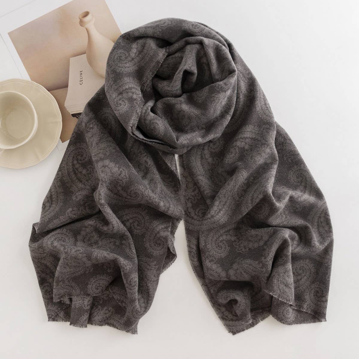 Cwasc2724_Cream Sweet Girl Style Printed Scarf Shawl