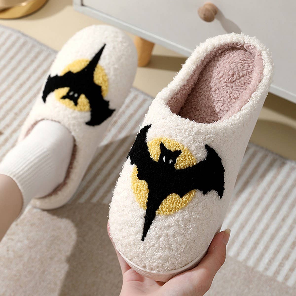 HALLOWEEN BATS PATTERN WARM COTTON SLIPPERS_CWSHS0288