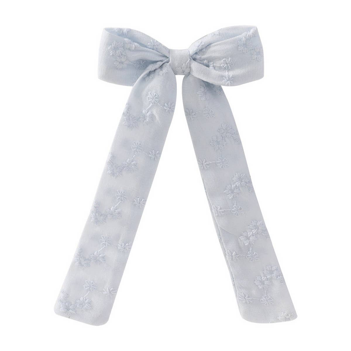 Childrens Ribbon Bow Embroidered Hairpin