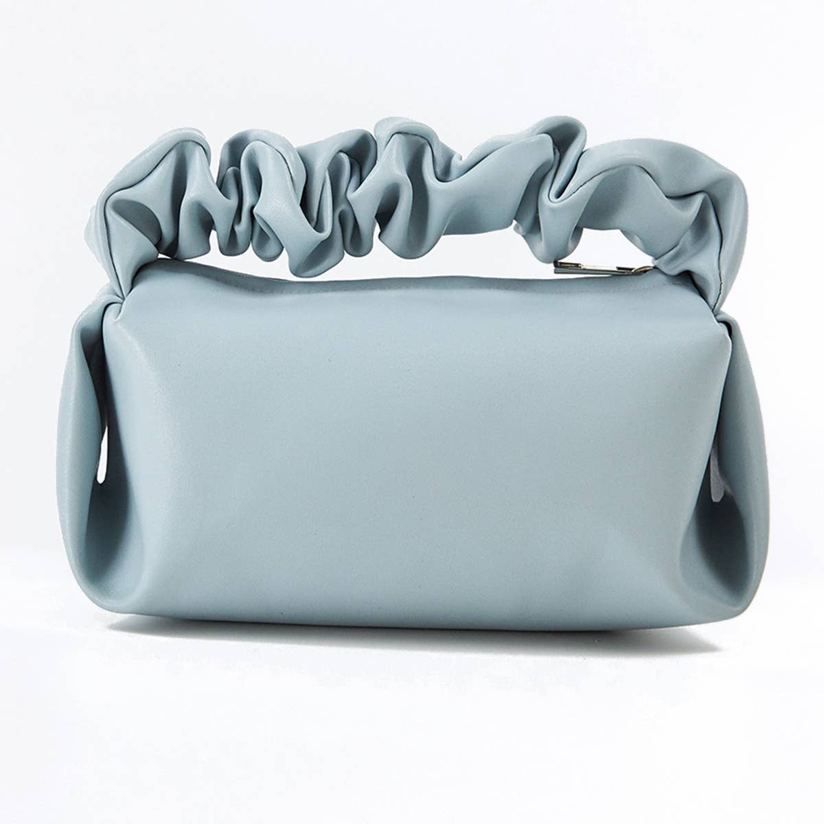 SIMPLE LEATHER PLEATED CLOUD MAKEUP BAG_CWAB1425