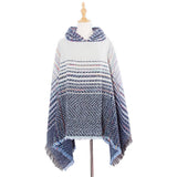 NEW HERRINGBONE GRADIENT HOODED CAPE SHAWL_CWASC1203