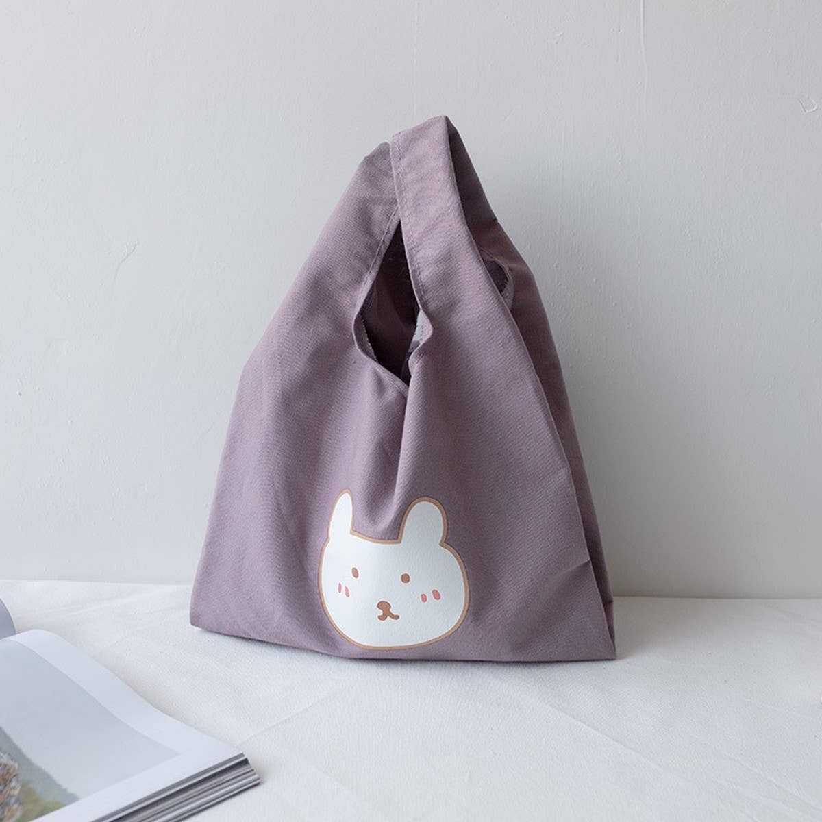 CUTE BEAR CANVAS LUNCH TOTE FOR STUDENTS_CWAB5600