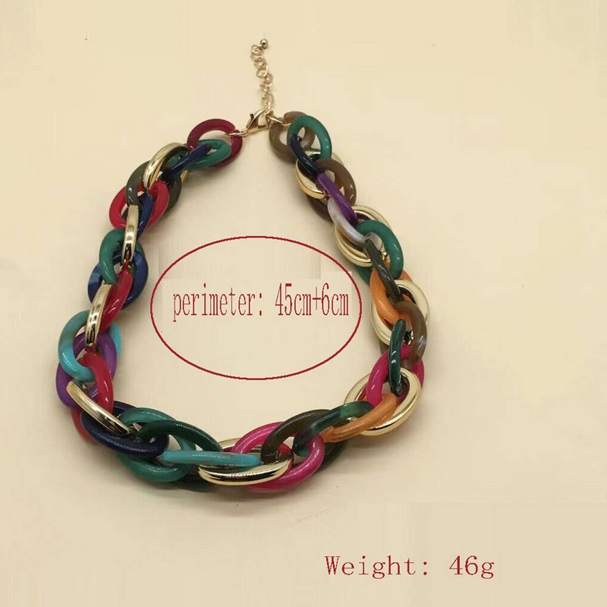 HIP HOP CLAVICLE CHAIN COLORFUL RESIN NECKLACE_CWMM4911