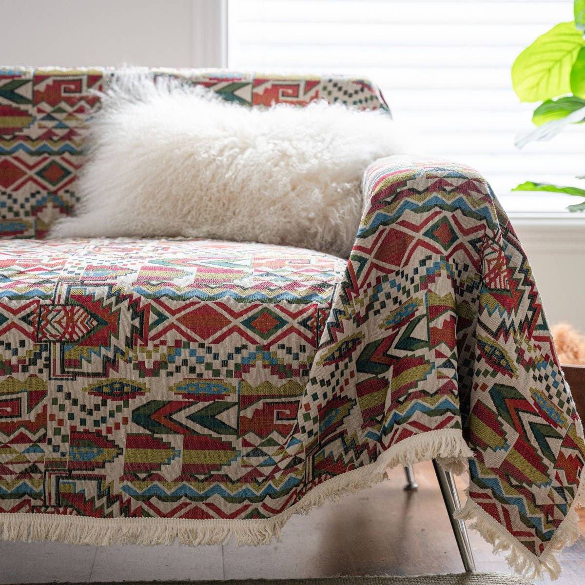 BLUE FLORAL JACQUARD SOFA THROW_CWMM1647