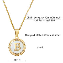 18K GOLD STAINLESS STEEL SHELL LETTER NECKLACE_CWAJE0686
