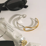 18K GOLD SILVER TWIST KNOT HOLLOW OPEN CUFF_CWAJE4861