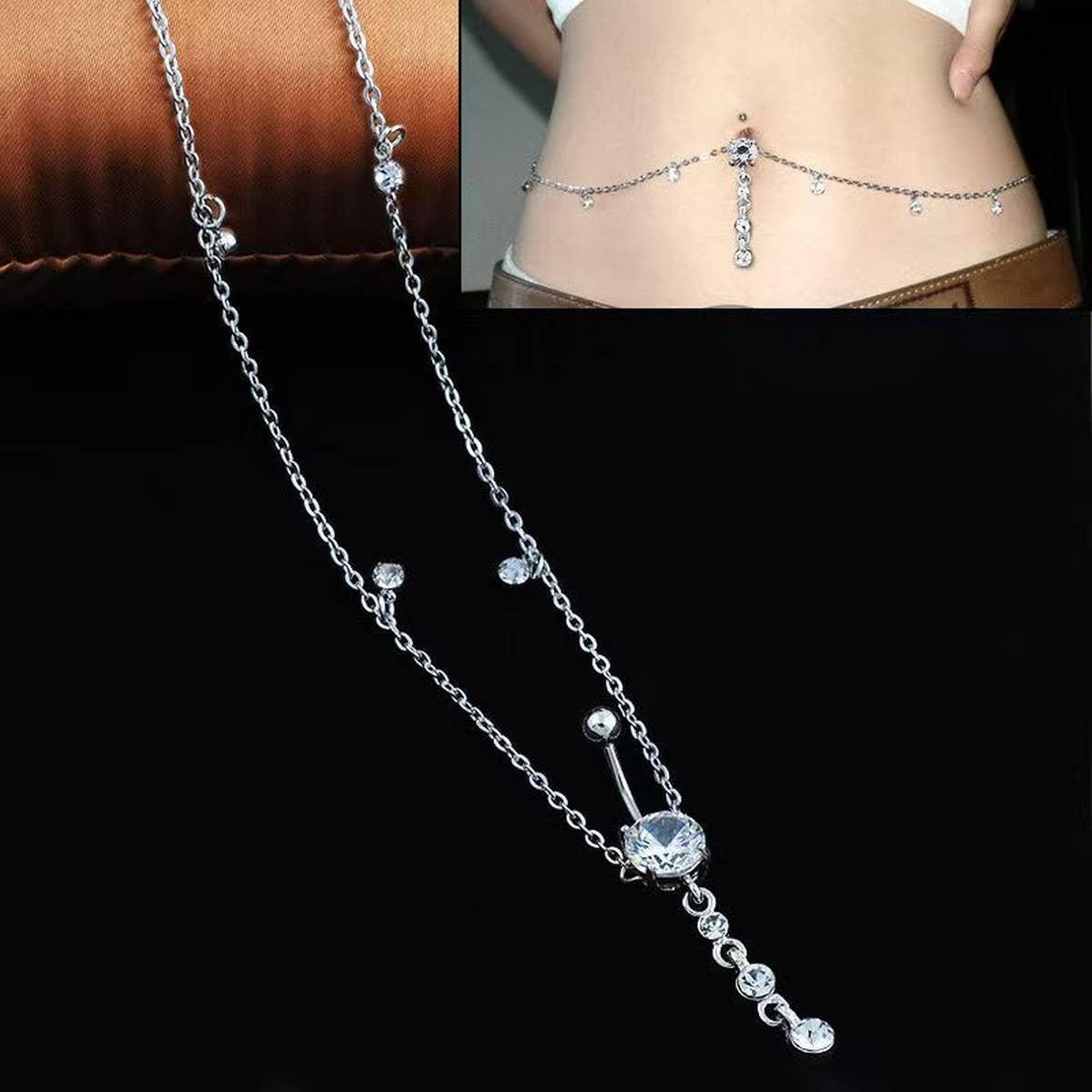 CZ TASSEL ADJUSTABLE WAIST CHAIN BODY JEWELRY_CWMM9383