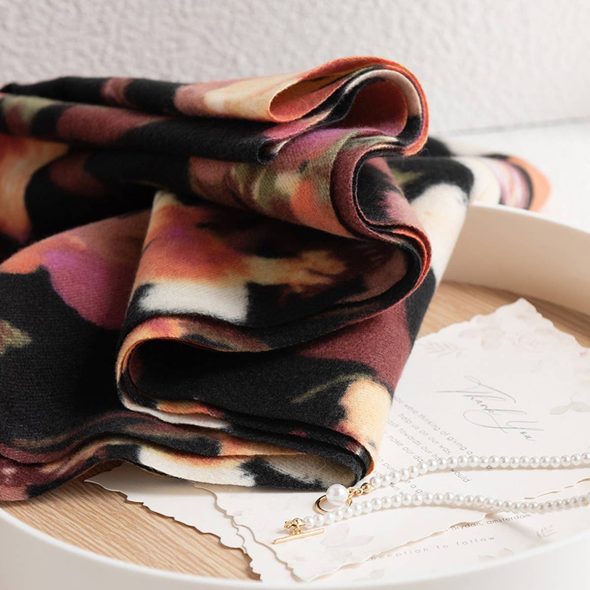 SOFT FLORAL TASSEL SCARF ELEGANT WOMENS WRAP_CWASC0916
