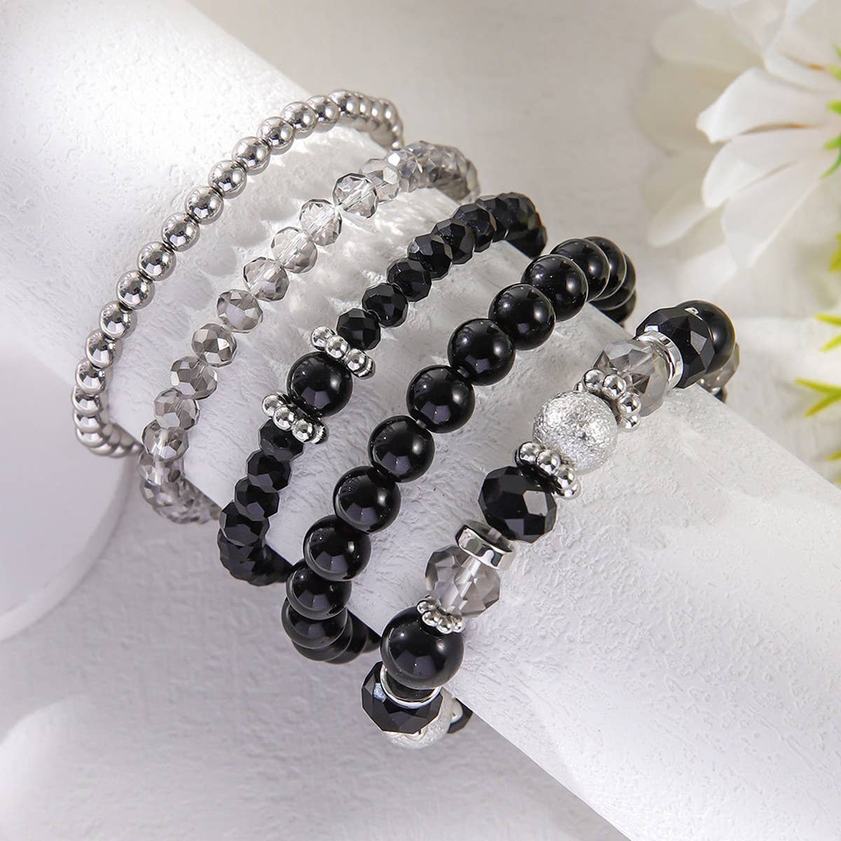 SIMPLE CRYSTAL BEADED STRETCH BRACELET SET_CWMM3529