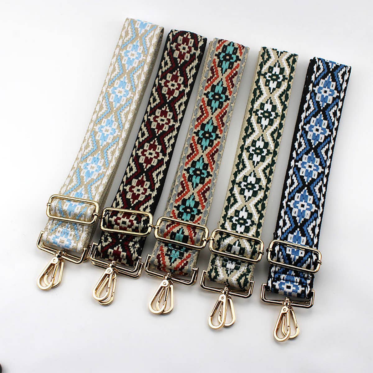 GEOMETRIC EMBROIDERY ADJUSTABLE BAG STRAP_CWMM0366