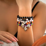 NEW SKULL PUMPKIN COLOR BRACELET SET_CWAJE1486