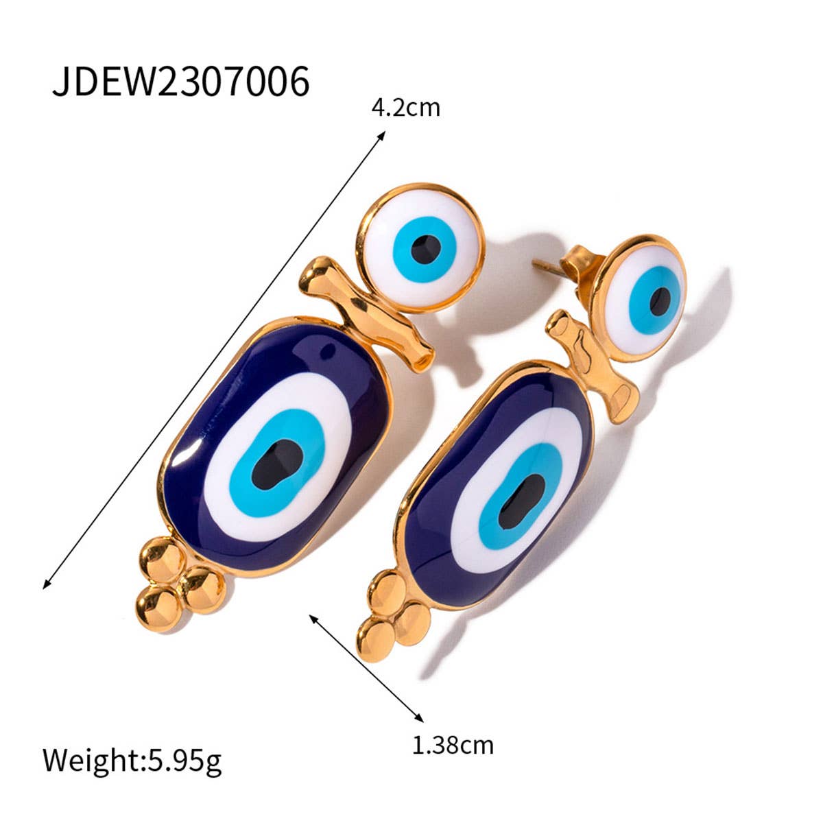 OIL DRIPPING BLUE EVIL EYE PENDANT RINGS EARRINGS_CWAJE0621