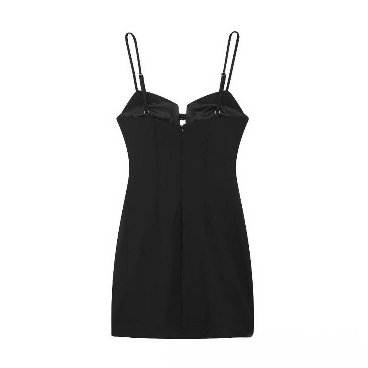 FRENCH STYLE SHINY BOW MINI DRESS CHIC LOOK_CWDMD5807